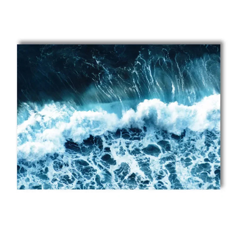 Coastal Seascape Canvas Painting Wall Art Picture Beach Blue Ocean Wave Sea Water Surf Posters And Prints Living Room Home Decor