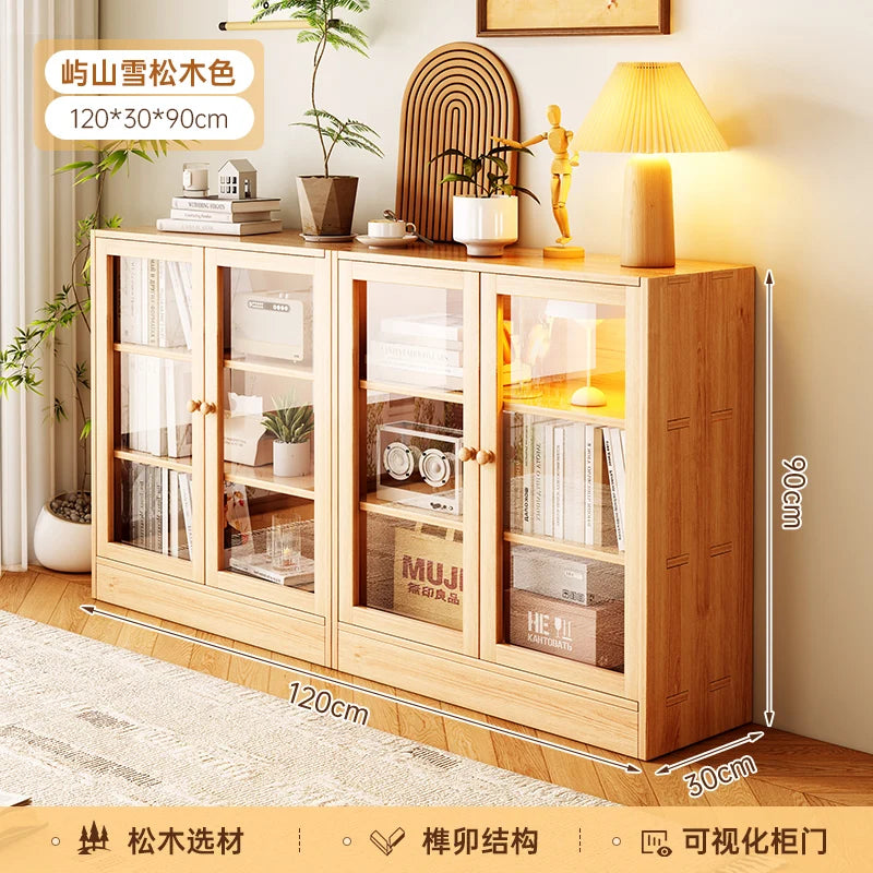 Wood Rustic Storage Cabinet Narrow Luxury Design Multifunction Display Cabinet Retro Elegant Muebles Salon Living Room Furniture
