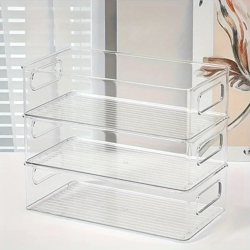 Cosmetic Storage Box Desktop Clear Box Drawer Organizer Stackable Shelf, Aesthetic Room Decor, Home Decor, Kitchen Accessories