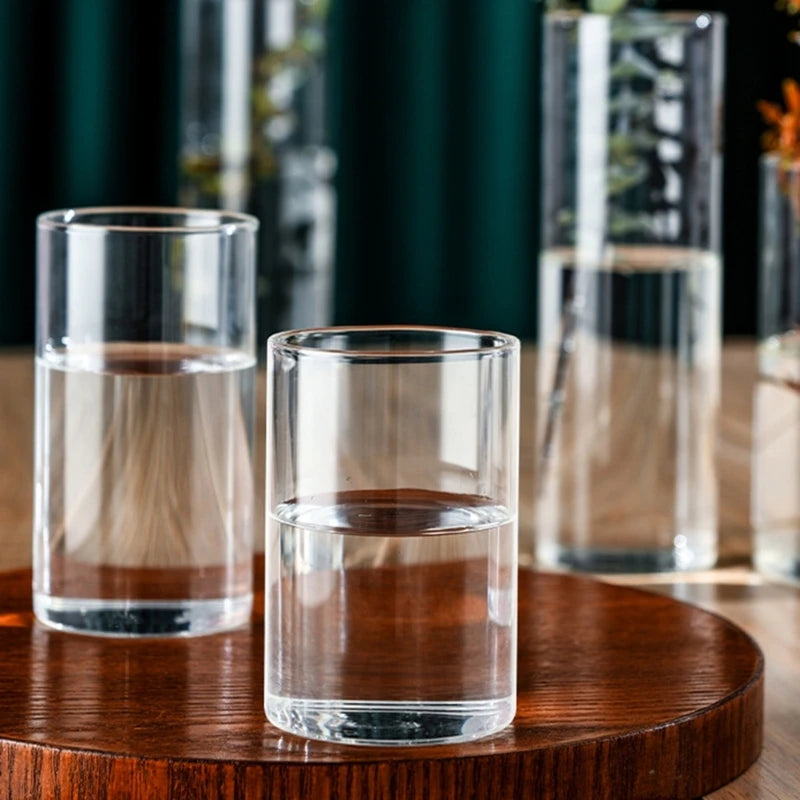 Modern Clear Glass Flower Vase Glass Cylinders Vase Florals Container Flower Vase Elegant Table Centerpieces Decorations