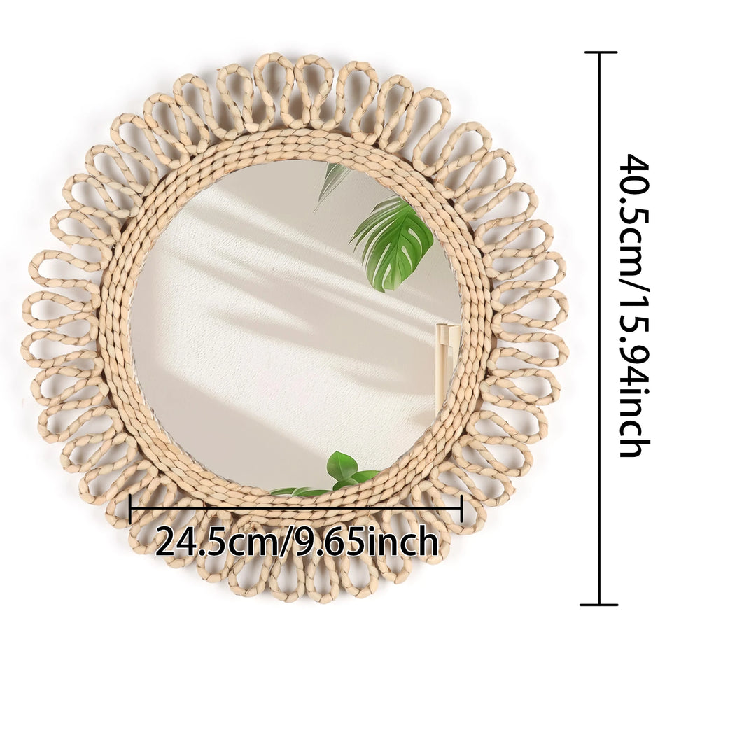 Bohemian circular wall woven decorative Mirror Homestay style wall hanging decoration hotel living room bedroom pendant