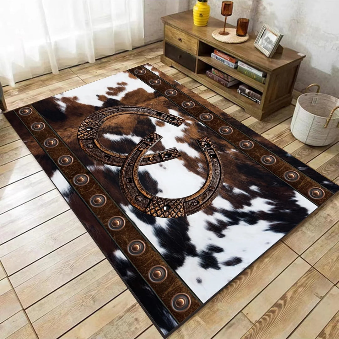 Western Rugs for Living Room Southwestern Native American Aztec Rugs Rustic Cow Rug Boho Western Decor Carpet for Bedroom Room