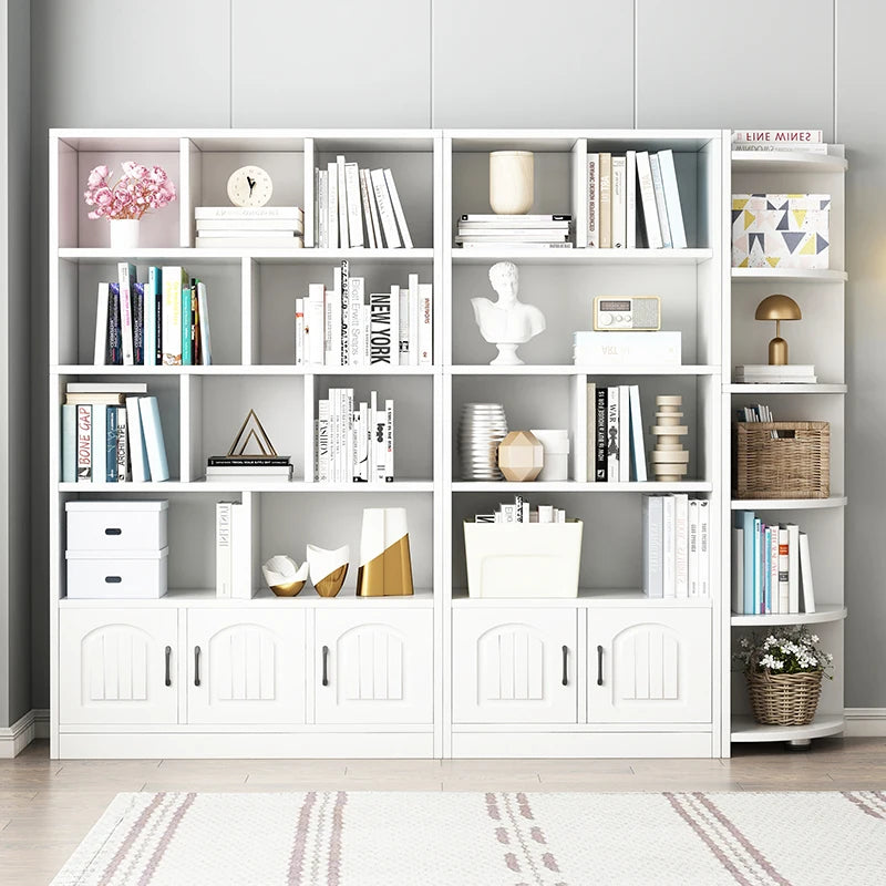 Simple Wooden Bookshelf Storage Rack Floor-standing Bookcase for Living Room Bedroom Office-Display Cabinet