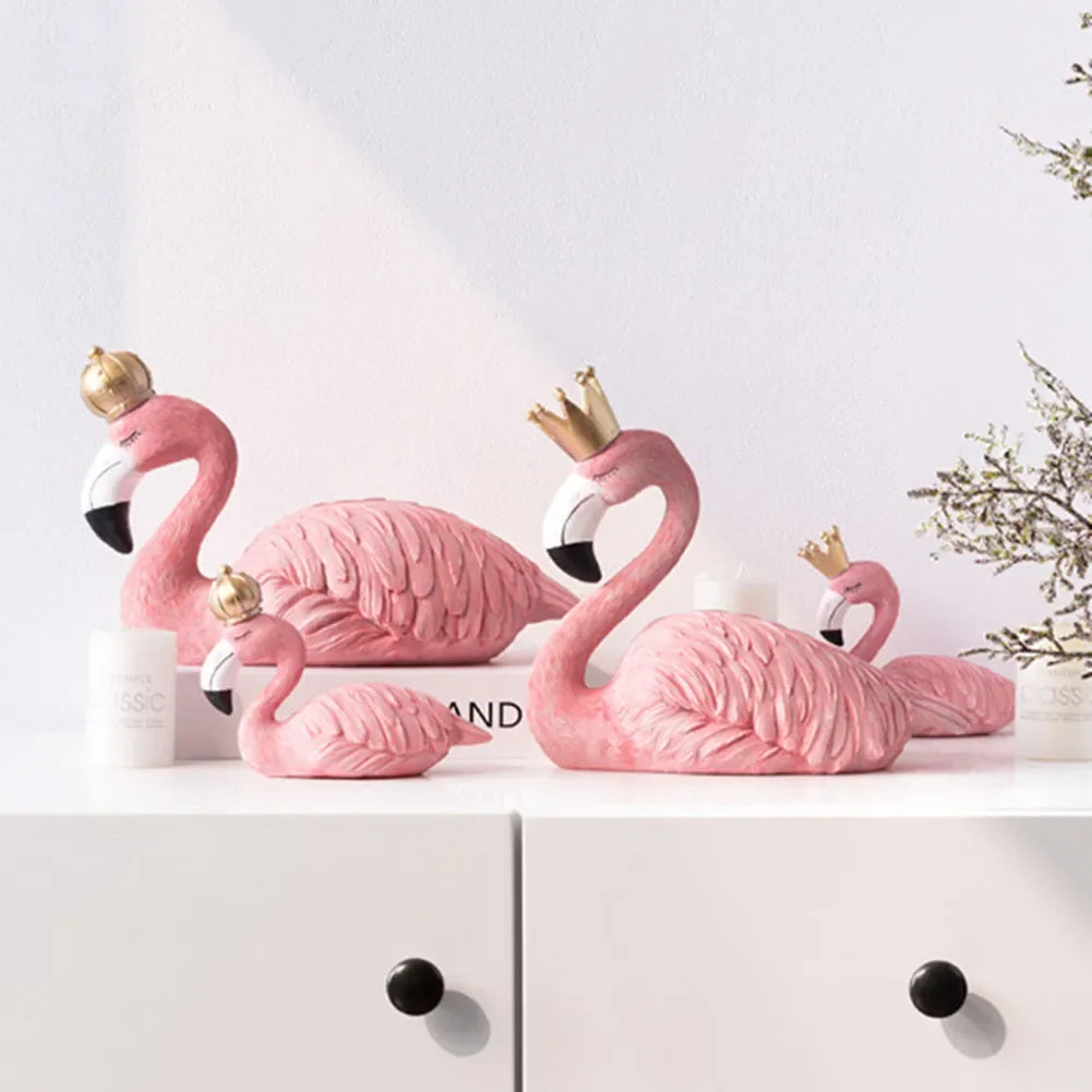 Resin Flamingo Ornament Decorative Figurines Home Desk Flamingo Decor Craft Wedding Birthday Gifts Flamingo Ornament