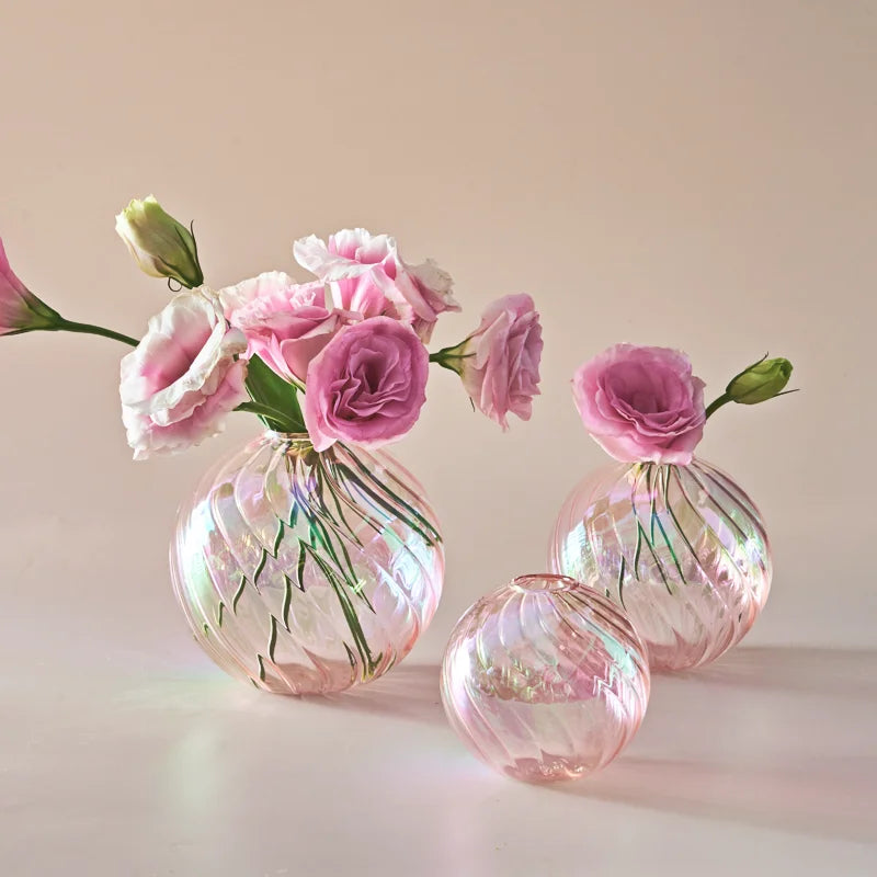 Iridescent Ball Vases Decoration Home Living Room Flower Pot for Interior Glass Vase Tabletop Plants Home Decor Home Vase