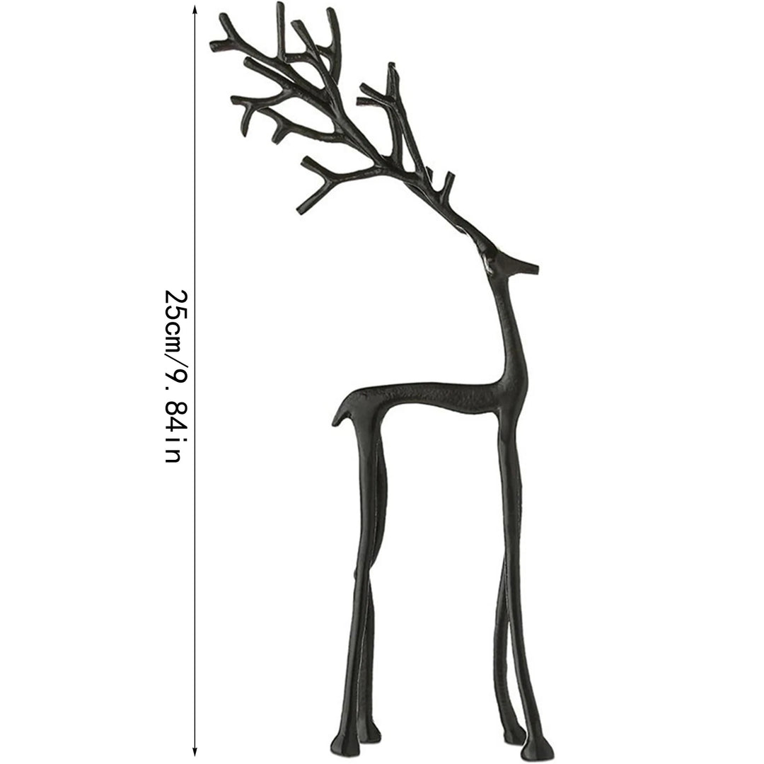 Metal Deer Desktop Decor Deer Statue Christmas Decoration Modern Christmas Figurine Elegant Indoor Desktop Art Decorative Items