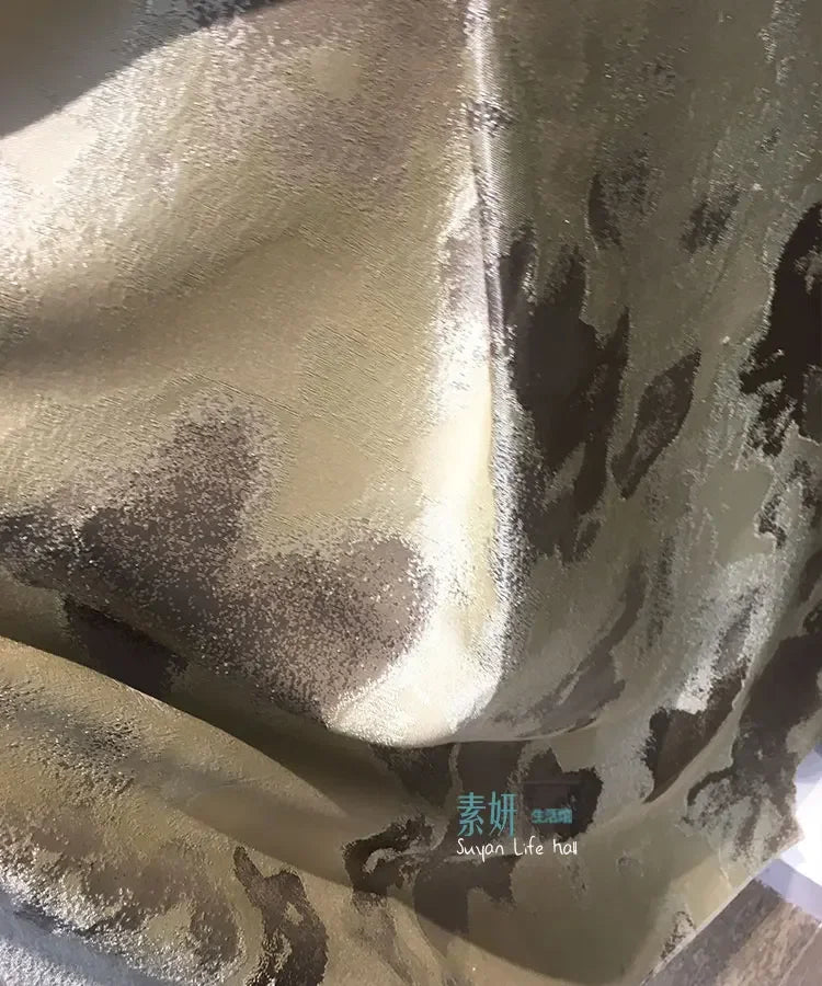 Postmodern Luxury Italian Curtains for Living Dining Room Bedroom Black Grey Gold Abstract Jacquard Simulated Silk Villa