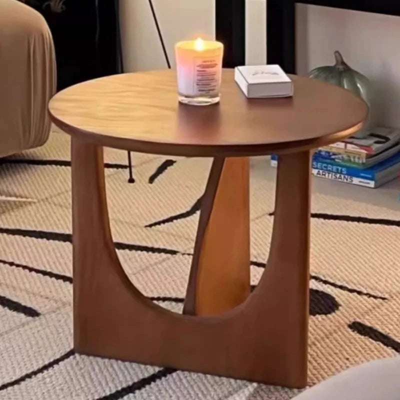Wood Coffee Table Morden Designer Corner Interior Home Living Room Decoration Wood Round Sofa Side Table Room Small Furniture
