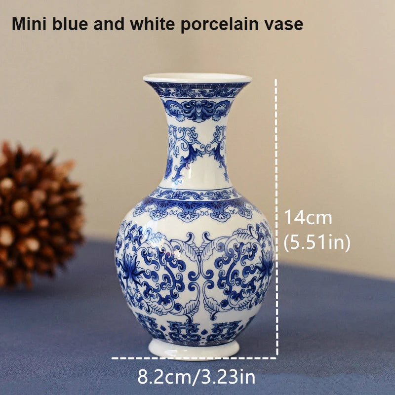 Flower Vase Decoration Home Ceramics Blue And White Vases For Wedding Decor Living Room Ornaments Table Desktop Retro Art Crafts
