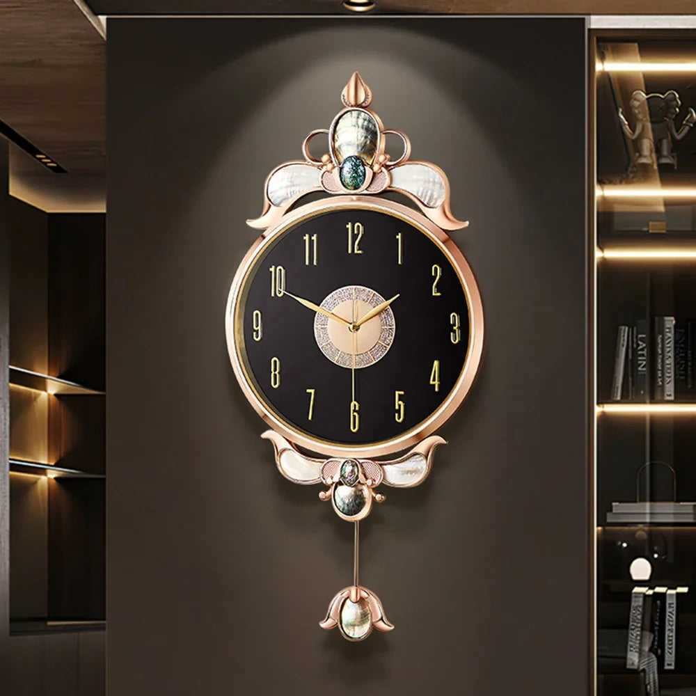Classic Design Wall Clock Luxury Nordic Metal Digital Wall Clock Living Room Pendulum Relogio De Parede House Accessories