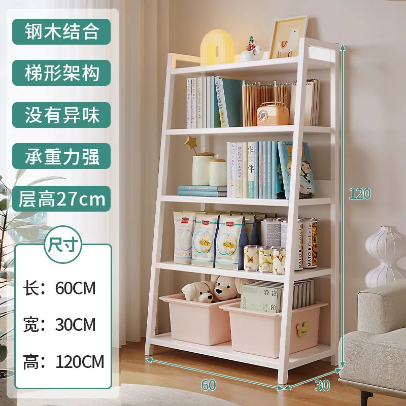 Household Multi-layer Wrought Iron Shelves Ins Wind Simple Floor Storage Display Cabinet Trapezoidal Shelf Bookshelf