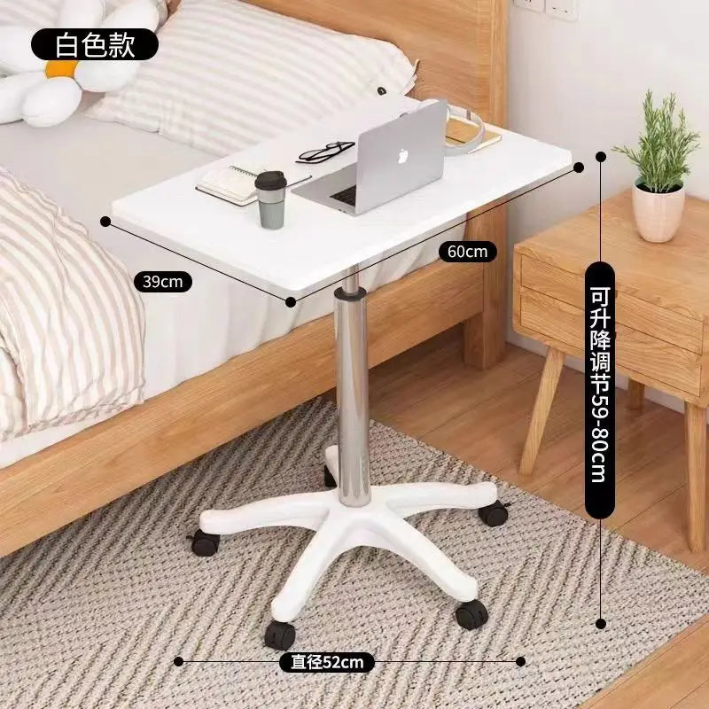 Modern Mobile Adjustable Desk, Dormitory Laptop Workstation, Small Bedside Table with Casters, Live Streaming Desk