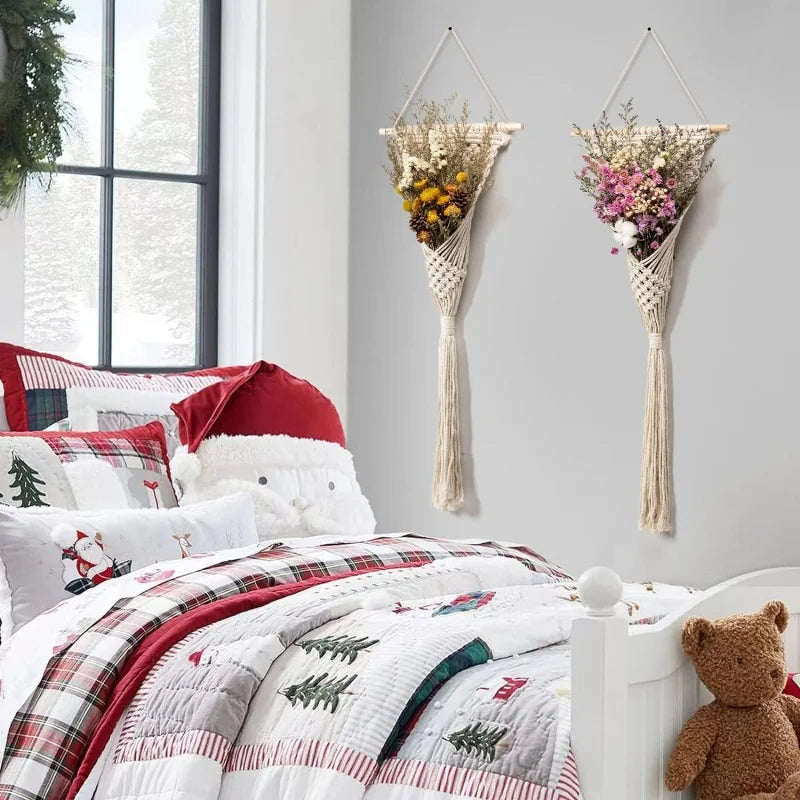 Hand-woven Boho Wall Decor Wall Hanging Tapestry with Woven Pocket Living Room Bedroom Bohemian Craft Decoration Handmade Gifts