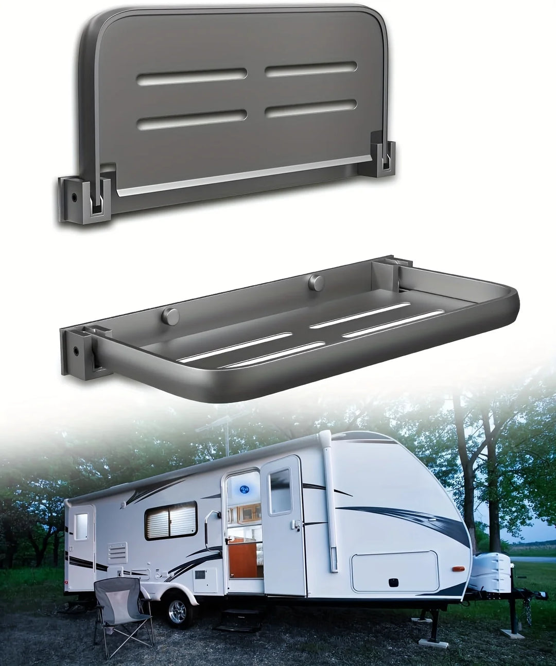 RV Drop-down Aluminum Foldable Shelves Are Used For Wall Storage In RVs And Campers And For Saving Space In RVs.