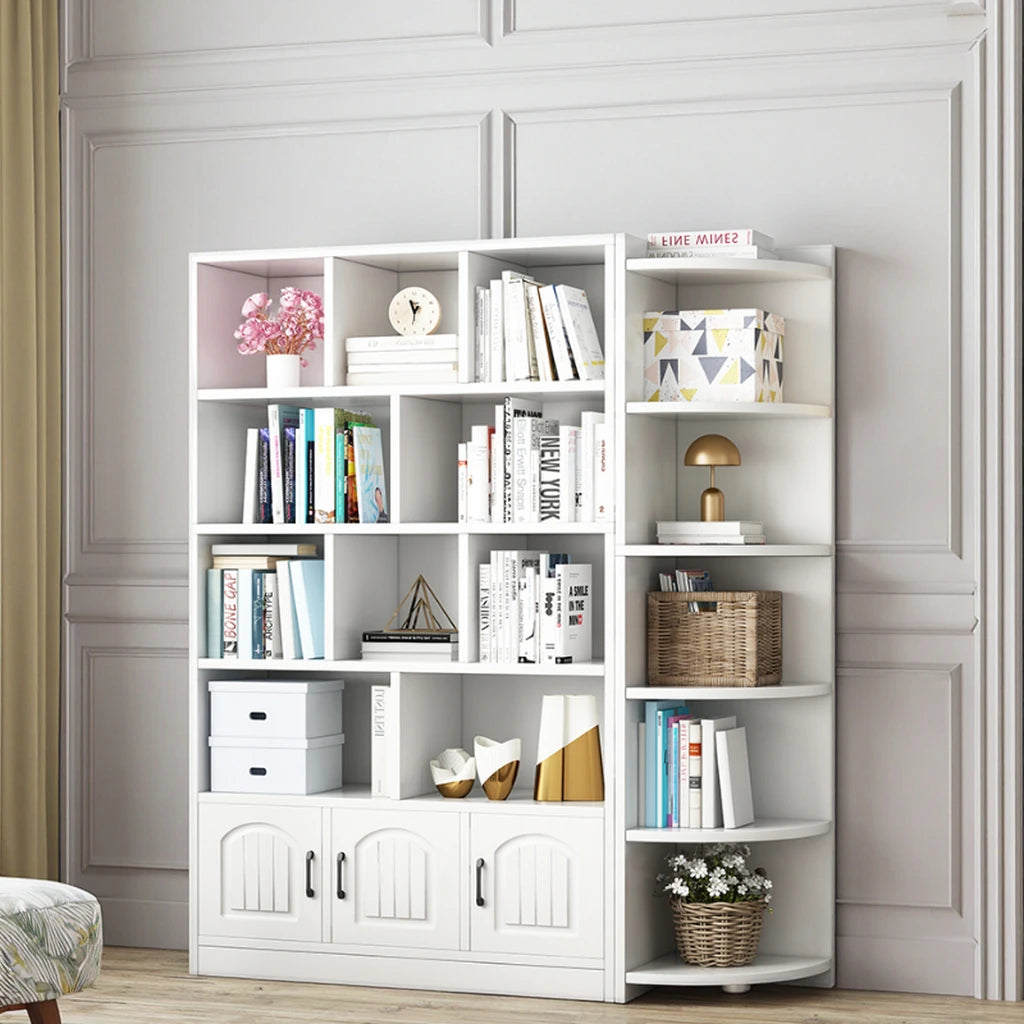 Simple Wooden Bookshelf Storage Rack Floor-standing Bookcase for Living Room Bedroom Office-Display Cabinet