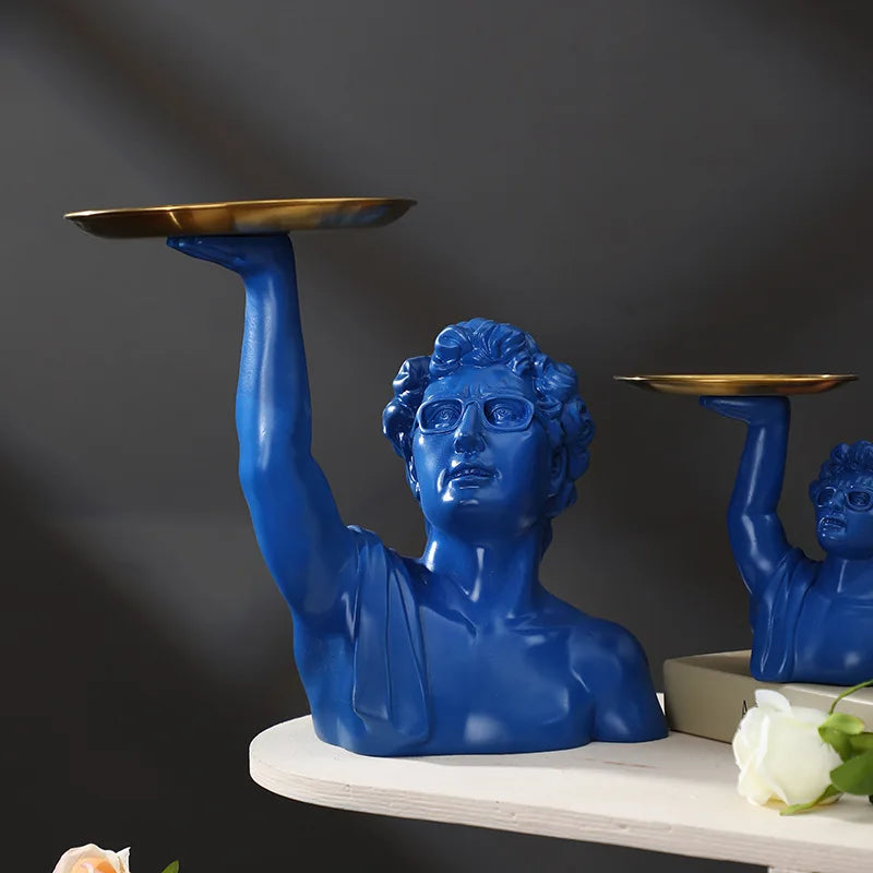 Resin Crafts Statue of David Tabletop Storage Tray Abstract Interesting Portrait Ornaments Decorative Figurines Home Decoration