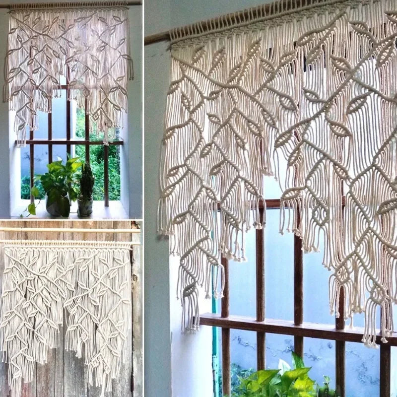Homestay Room Decoration Handwoven Tapestry Home Wall Decoration Bohemian Leaf Curtain Door Curtain