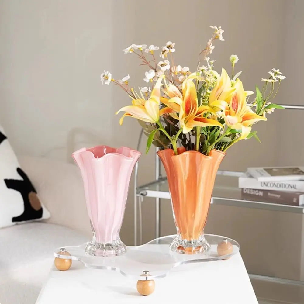 INS Flower Vase Modern Smooth Creative Glass Vase Simple Solid Color Desktop Decorating Flowerpot Dining Table