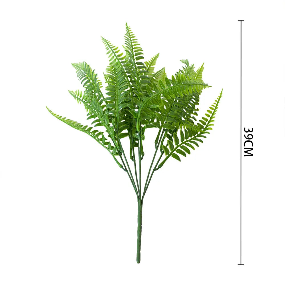Artificial Boston Fern Plants Fake Ferns Faux Plants Shrubs Greenery Outdoor UV Resistant No Fade Garden Porch Window Box Decor