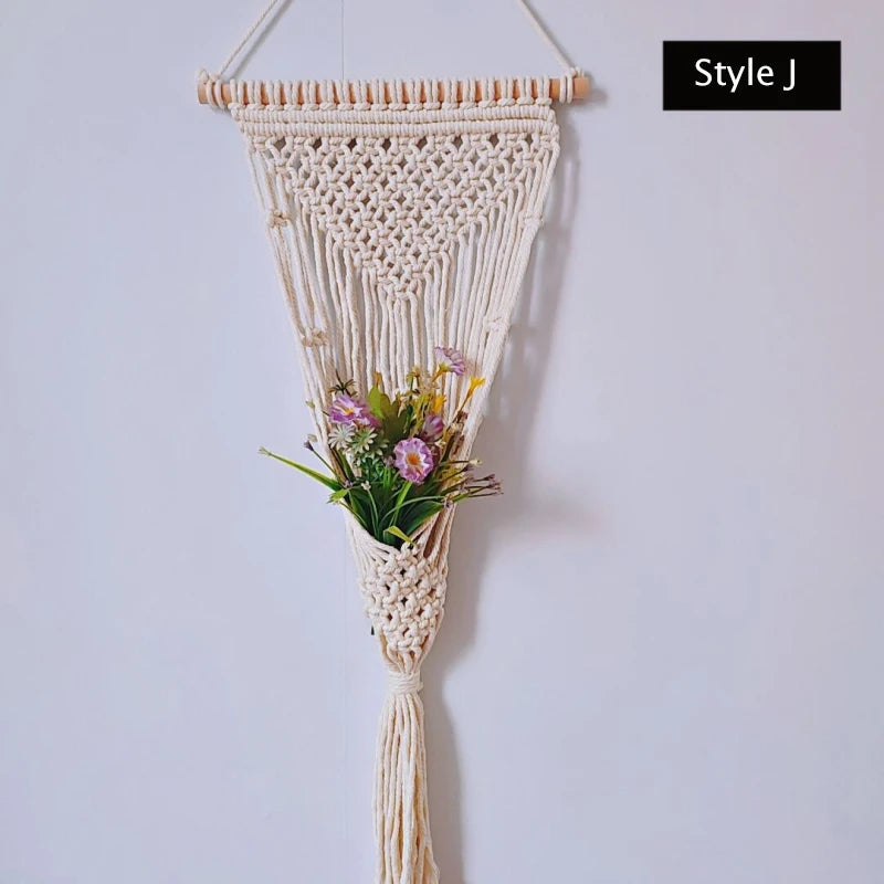 Hand-woven Boho Wall Decor Wall Hanging Tapestry with Woven Pocket Living Room Bedroom Bohemian Craft Decoration Handmade Gifts