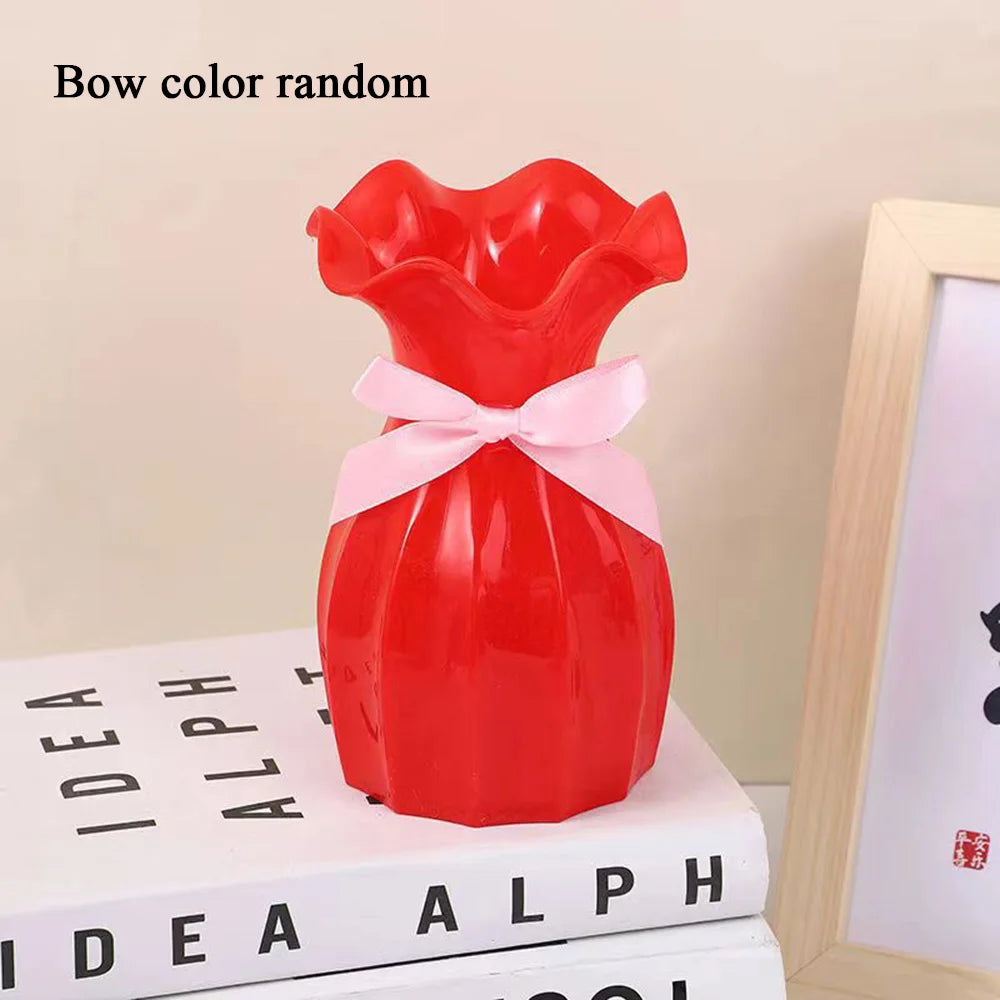 Flower Vase Plastic Flowerpot Flower Arrangement Dry Flower Bottle Vase Modern Home Decor Items Creative Simple Sweet Vases