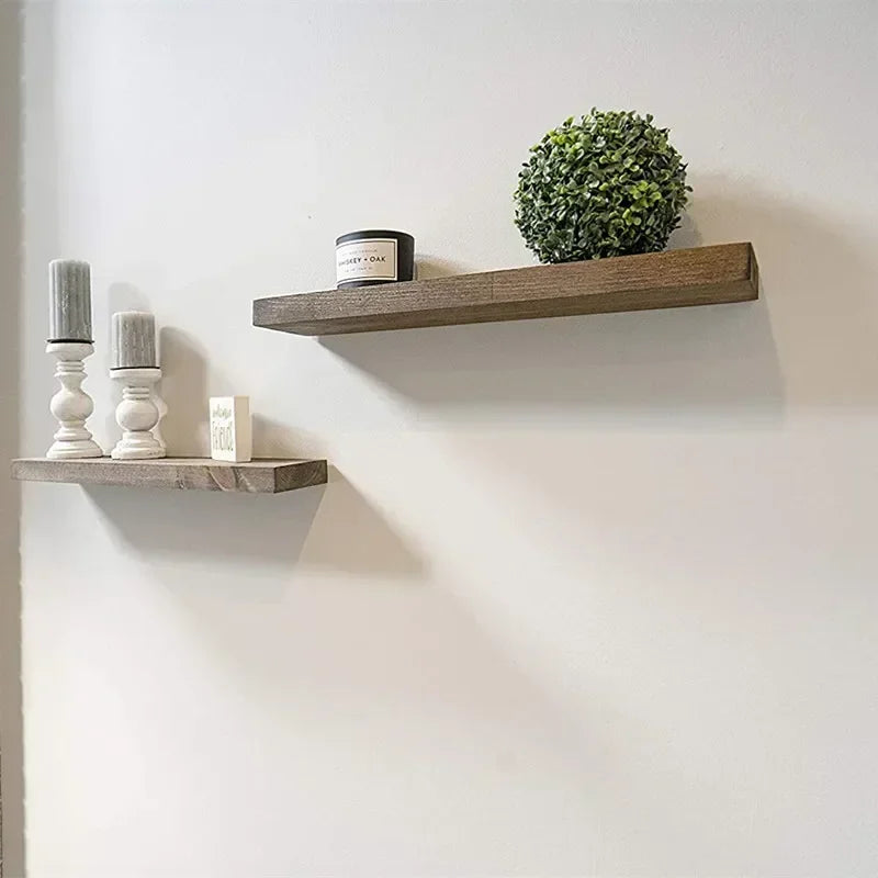 Rustic Craftsman Handmade Floating Shelves  Wall Mounted Storage Shelves Solid Wood Wall Floating Shelves