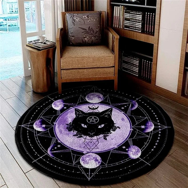 Home Decor Personalized Carpet Round  Gothic Satanic  Pet Mat Black  Divining  Bedroom rug