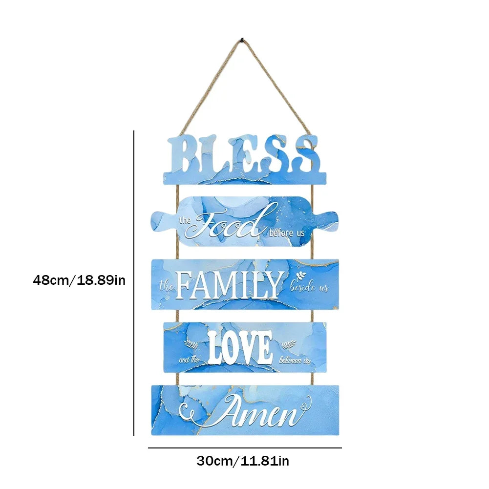 Wooden Wall Decor Art Farmhouse Kitchen Plaques Sign Rustic Bless The Food Before Us Signs Gift for Dinning Room Living Room NEW