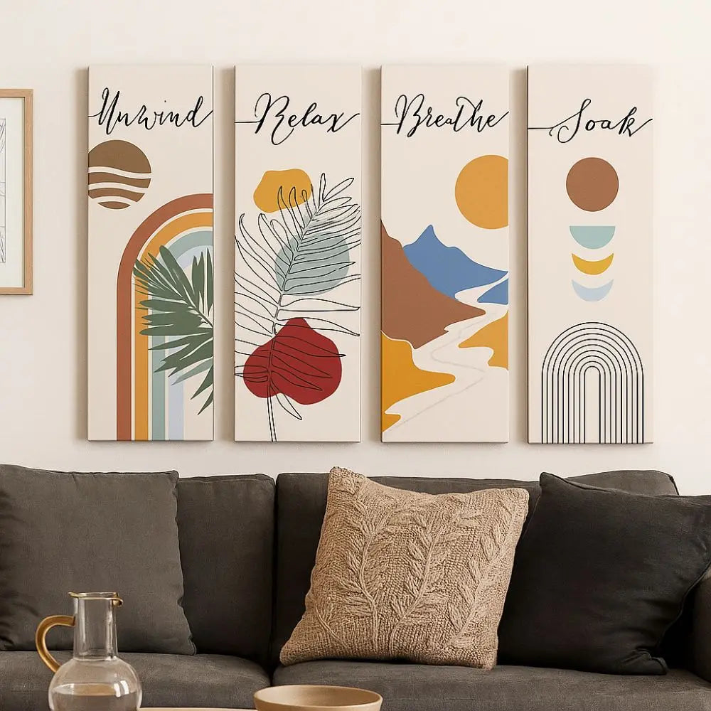 Inspirational Quotes Bohemian Abstract Hanging Sign Wall-mounting Artistic Plant Leaf Pendant Handmade Decorative Panel