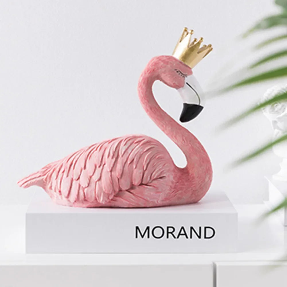 Resin Flamingo Ornament Decorative Figurines Home Desk Flamingo Decor Craft Wedding Birthday Gifts Flamingo Ornament
