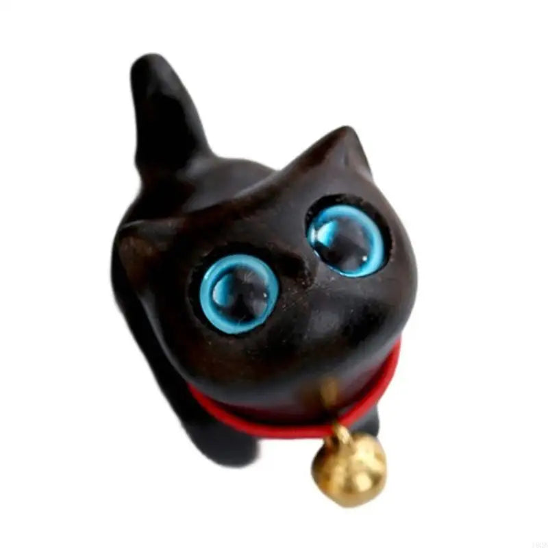 Wooden Cats Decorative Figurine for Shelves and Table Collectible Ornament Gift