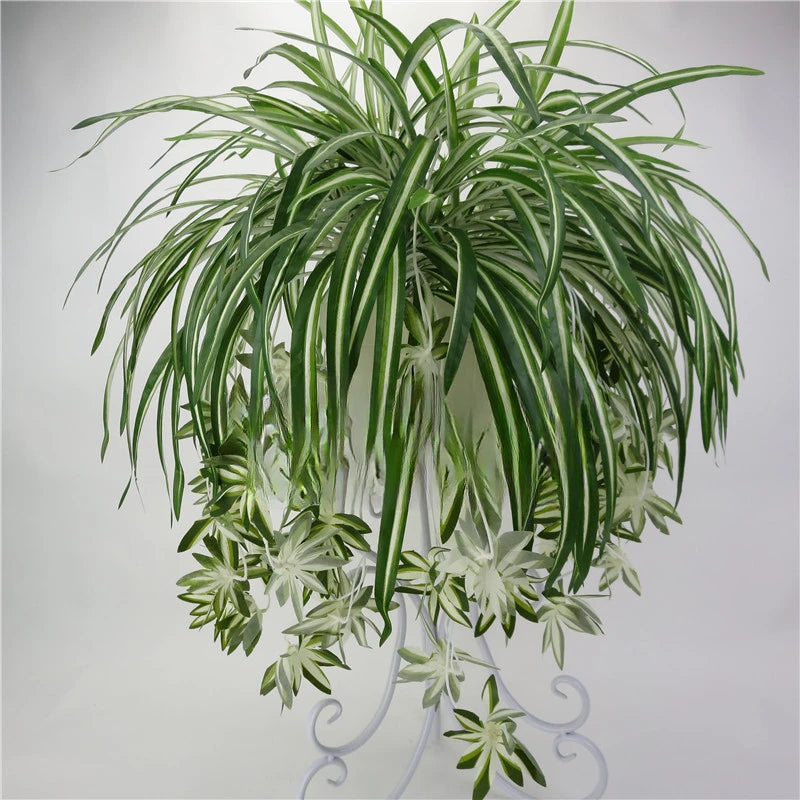 Artificial Plants Wall Hanging Chlorophytum Potted Green Plants PVC Fake Plants Simulation Flower for Wedding Party Home Decor