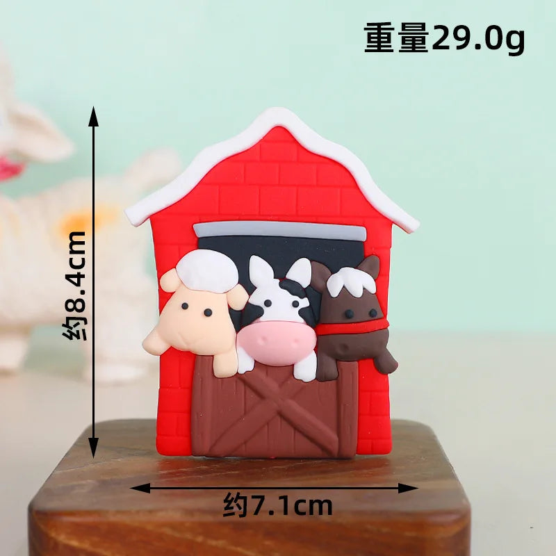 Farm Animals Cake Topper Farm Wooden House Yaks Ponies Sheep Piglets Chickens Cake Decorations Kids Birthday Party Supplies