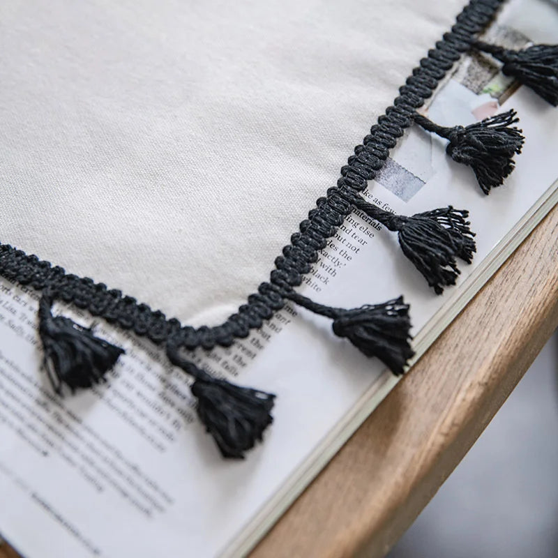 Boho Window Curtain Cotton Linen Geometric Print with Tassels Blackout Curtain for Bedroom Bay Kitchen Home Living RoomDecorate