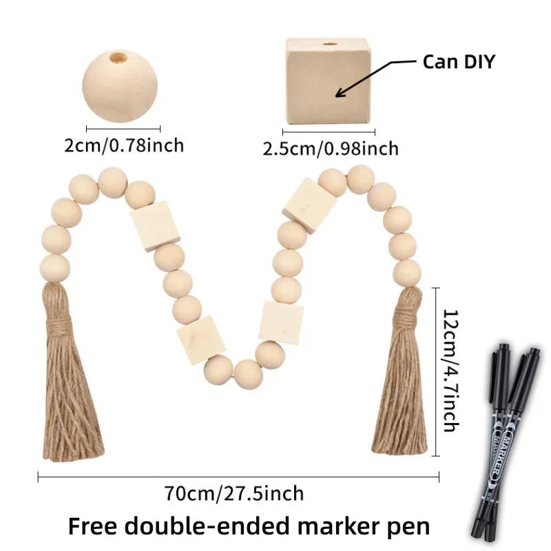 Farmhouse Wall Hanging Home Decor DIY Handmade  Tassel Bead Ornament Boho Gift with Tassels Decor Prayer Boho Beads