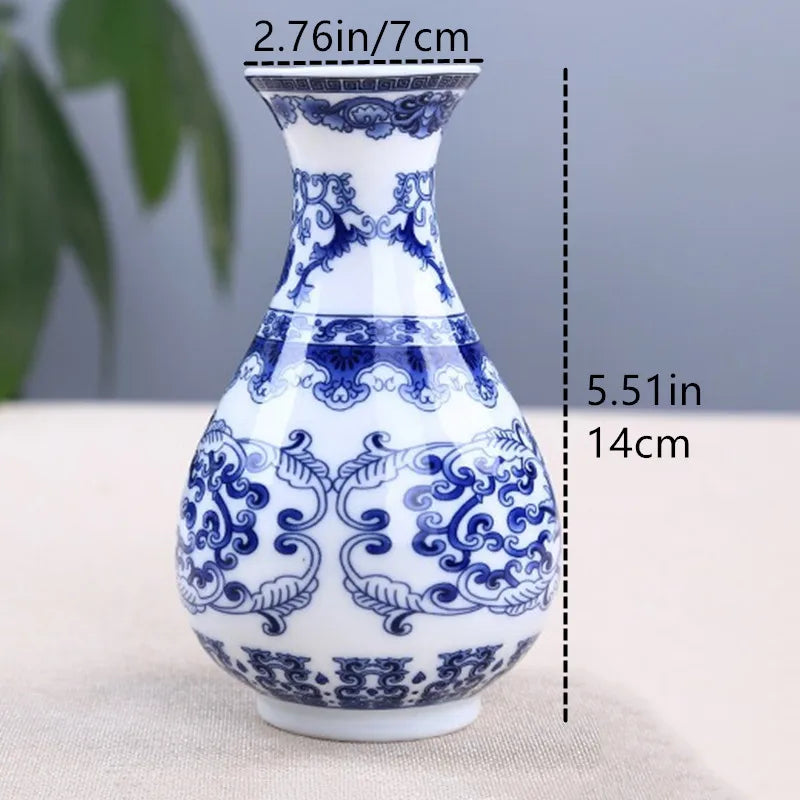 Flower Vase Decoration Home Ceramics Blue And White Vases For Wedding Decor Living Room Ornaments Table Desktop Retro Art Crafts