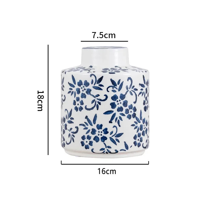 Blue and White Porcelain Vase Flower Arrangement Living Room Decorations Medieval Ceramics Retro Home Decorations Chinese Wine