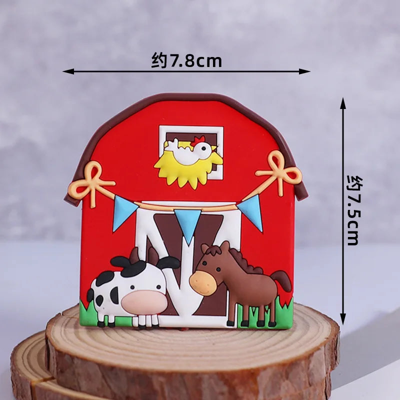 Farm Animals Cake Topper Farm Wooden House Yaks Ponies Sheep Piglets Chickens Cake Decorations Kids Birthday Party Supplies