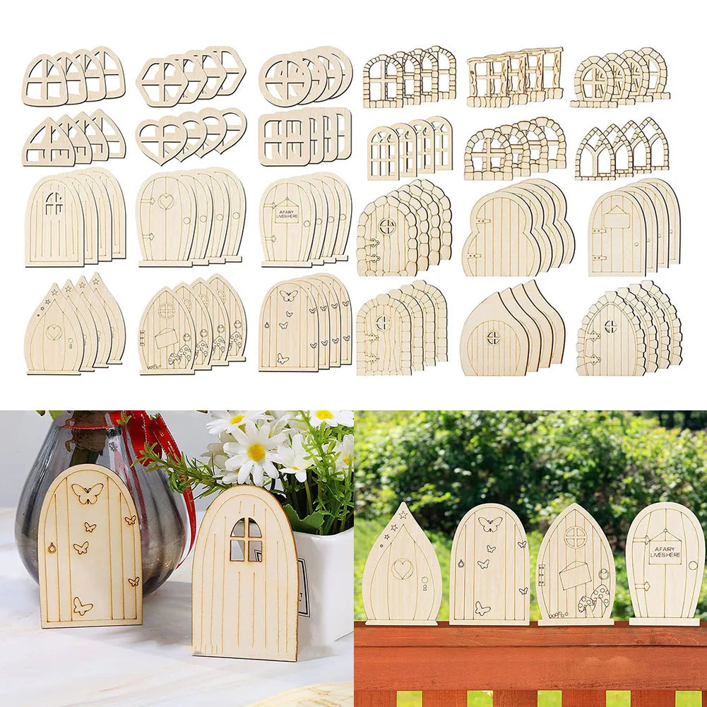 Creative Fairy Decor Ideas Wooden Decor 48 Pieces Set DIY Craft Kit Creative Decorating Multiple Crafting Activities