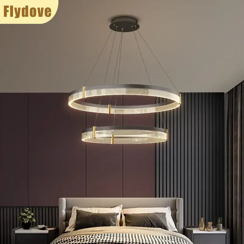 Italian Minimalist Living Room Circular Chandelier Modern Dining Room Bedroom Hotel Coffee Shop Home Lighting Decoration Lamps