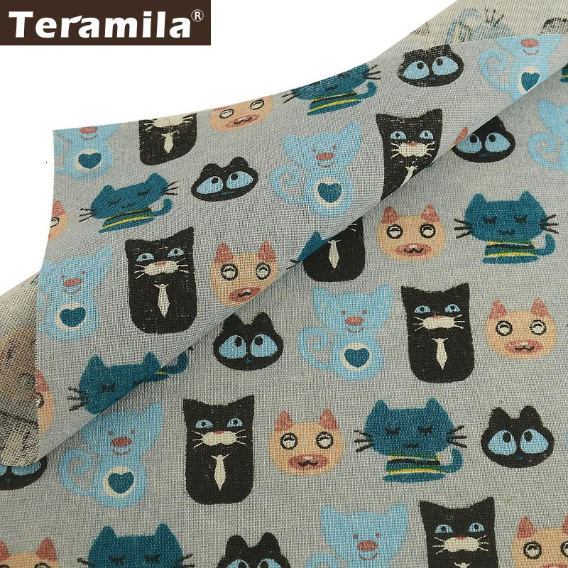 TERAMILA Cotton linen fabrics Map of the Word Home décor Sewing Material for Tablecloth Pillow Curtain Cushion Tissu