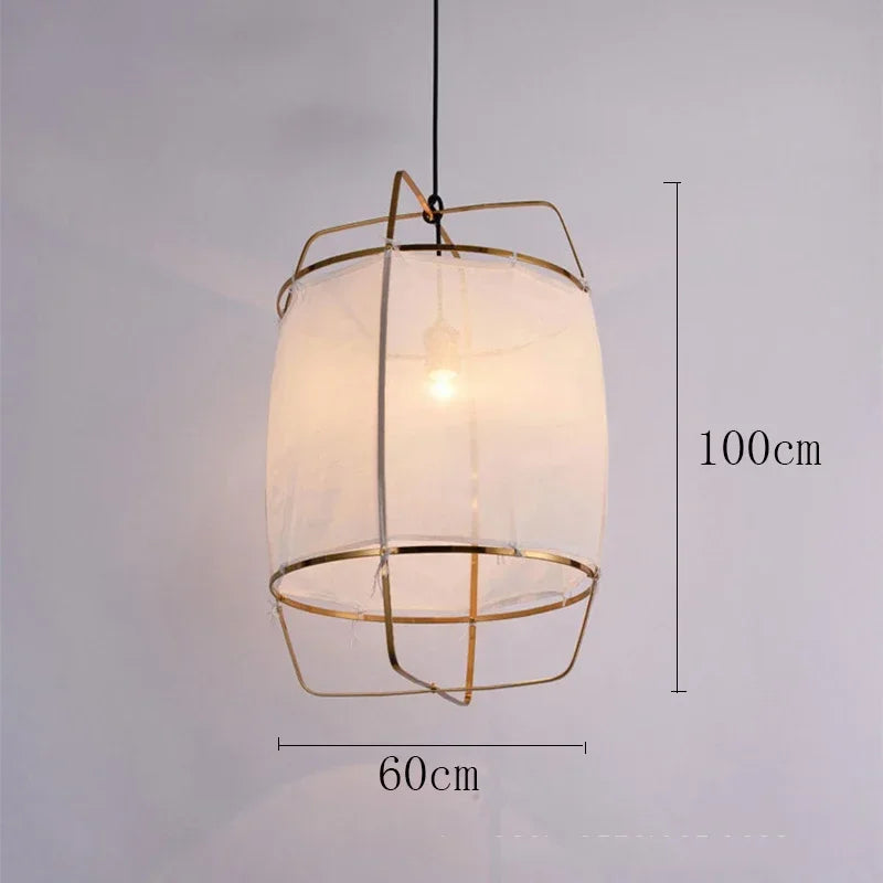 Modern bohemian fabric ceiling pendant lamp for living room hotel shop Art Deco gauze hanging light restaurant decor fixture