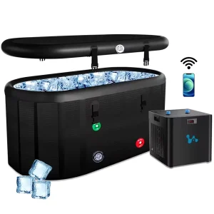 52"L 140 Gallons Inflatable Portable Cold Plunge Tub with Lid