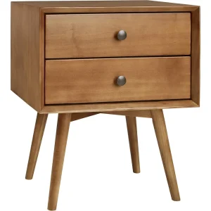 Mid Century Modern Wood Nightstand Side Table Bedroom Storage Drawer Bedside End Table, 2 Drawel